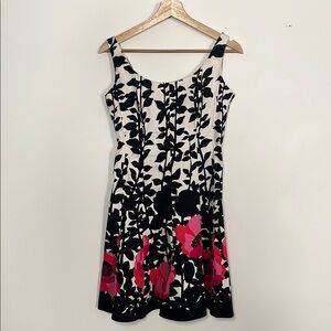 Nine West Floral Black & Pink Women's Dress